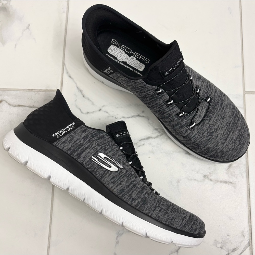 Skechers Slip Ins Hands Free Sneakers Womens 11 Black Grey Summits Shoes